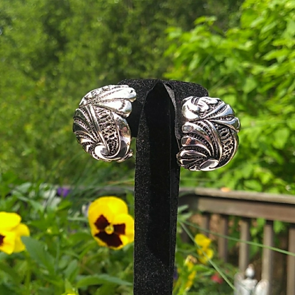 1940s LUCIEN PICCARD SUPER RARE Silver Hoops wPat# - Picture 1 of 8